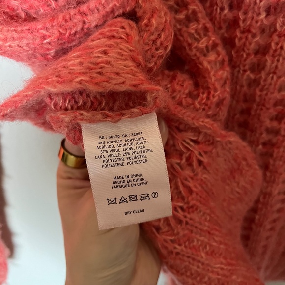 Anthropologie Field Flower Waffle Knit Wool-blend Sweater in Coral Size Medium - Picture 9 of 10
